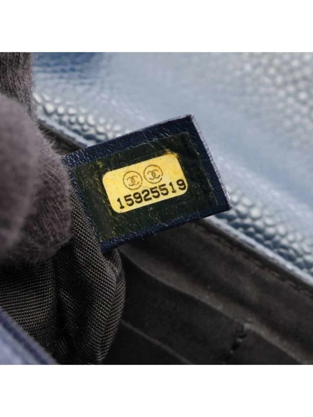 Chanel Shoulder Bag Half Moon CC Logo Navy Caviar Leather CC Chain Wallet